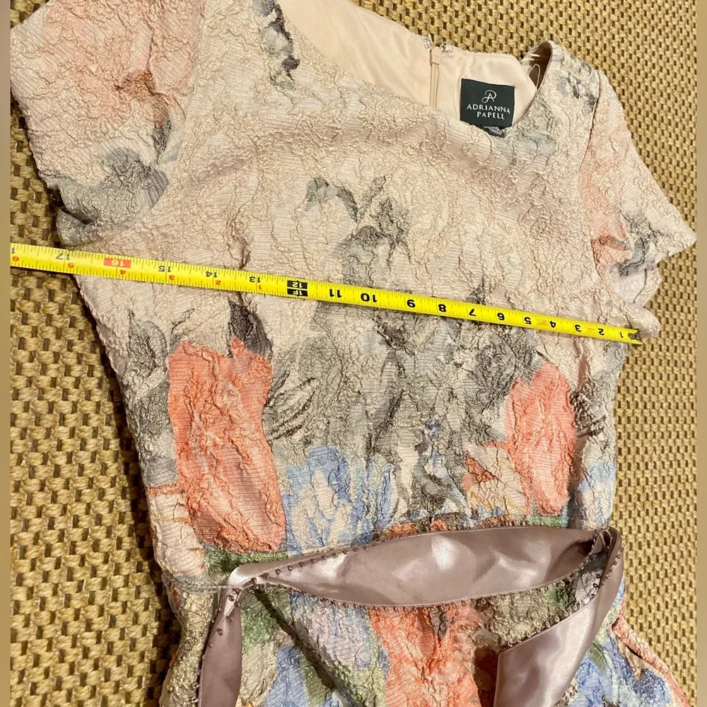 Adrianna Papell  Floral Dress with Satin Waistband size 10 - Picture 7 of 14